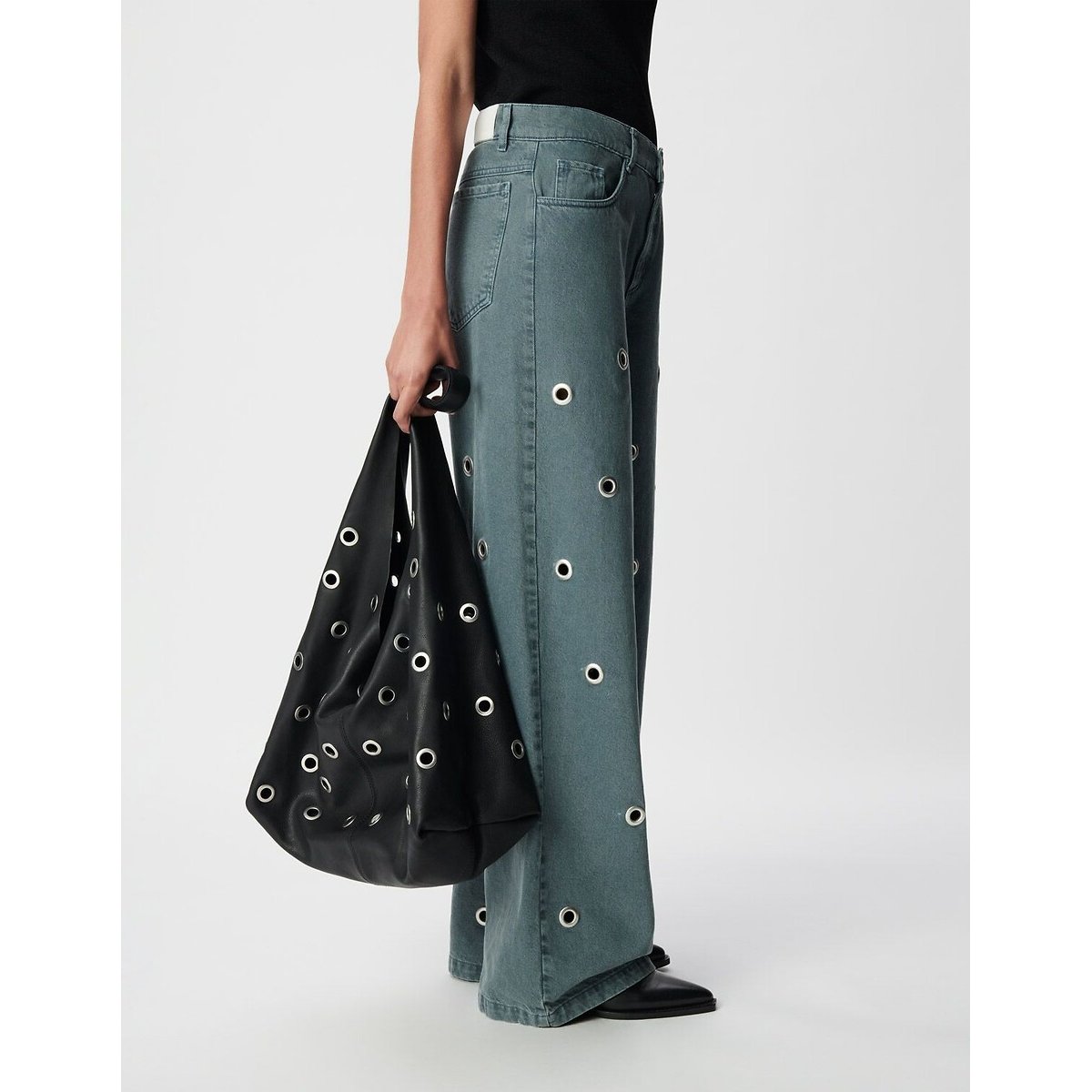 Jean large avec œillets cobalt, IKKS