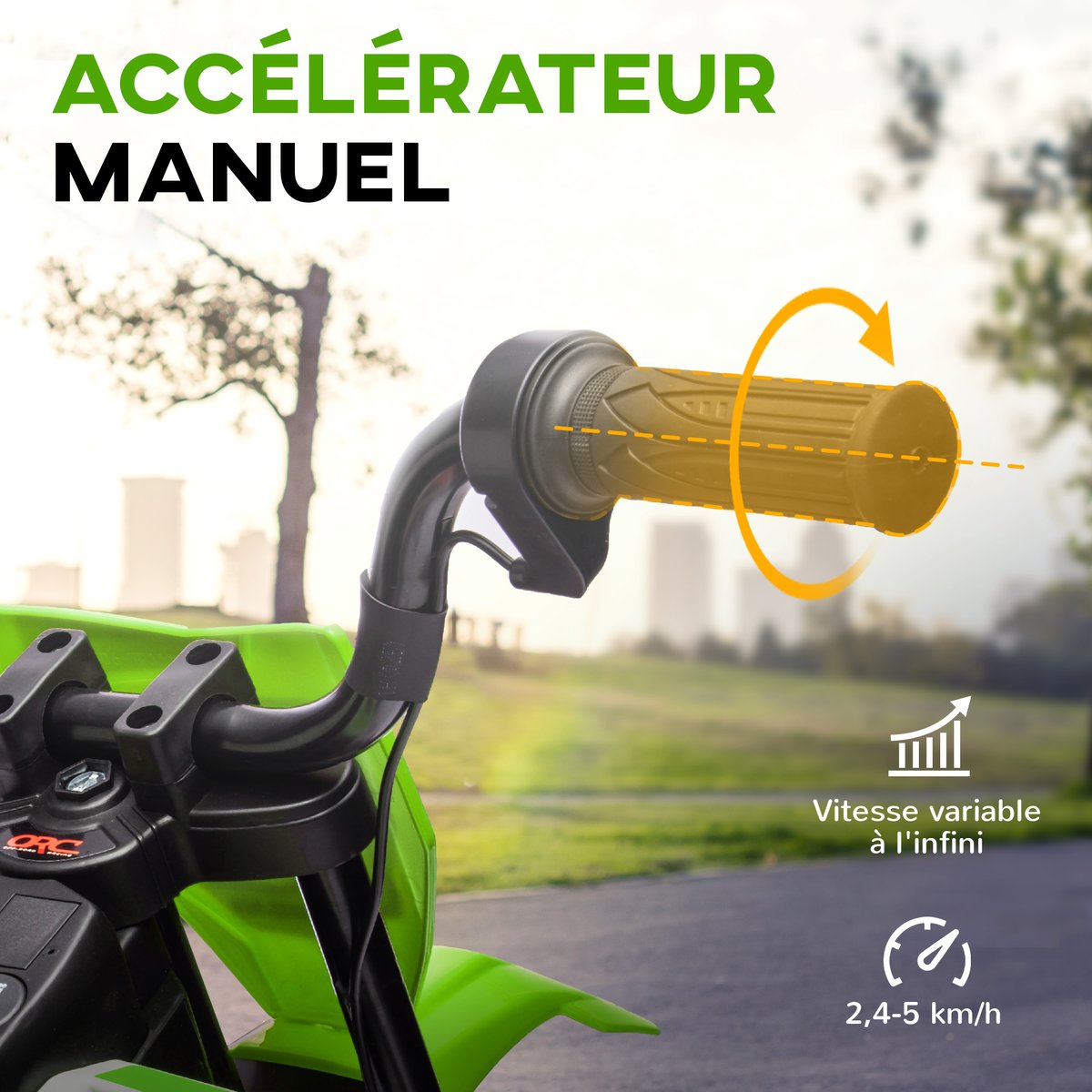 Moto électrique à conducteur assis PP Vert vert, AIYAPLAY