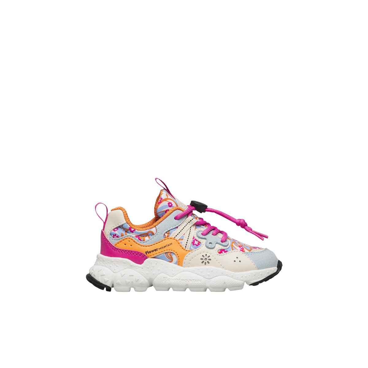 Sneakers en simili cuir et tissu technique YAMANO 3 JUNIOR. céleste-fuchsia, NATURINO
