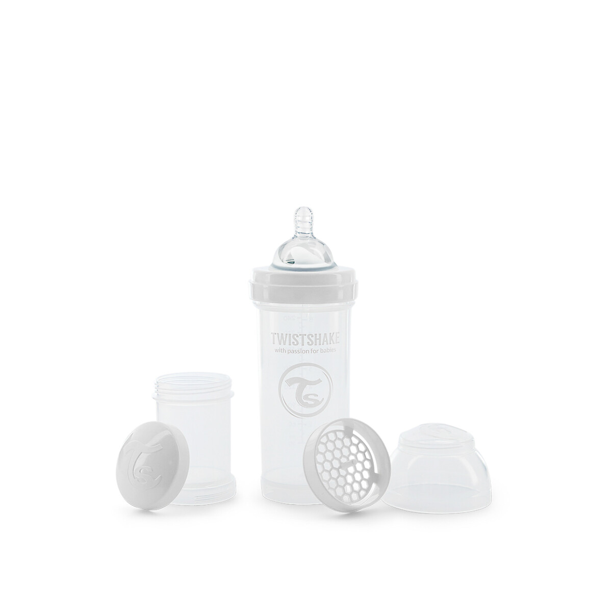 Biberão Anticólicas Twistshake 260ml, em lotes de 3 branco, TWISTSHAKE