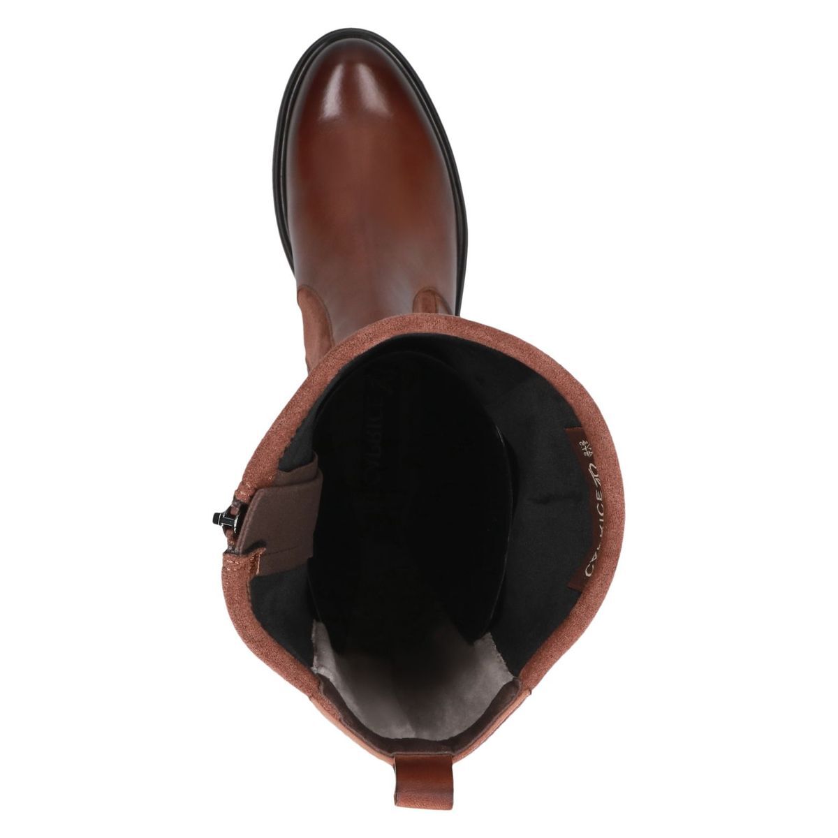 Bottes talon bloc marron chocolat nubuck, CAPRICE