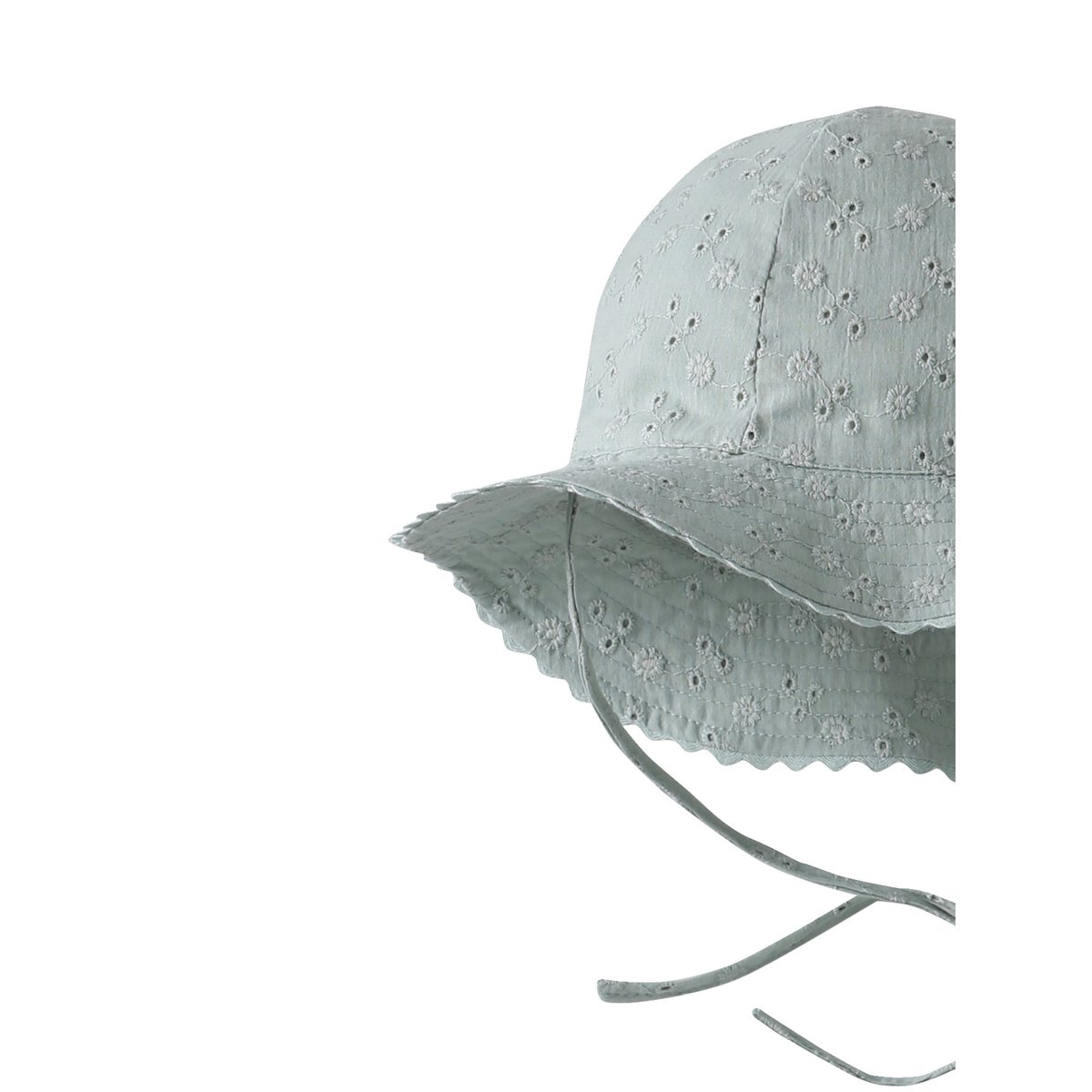 Chapeau en broderie anglaise bébé vert sauge, VERTBAUDET