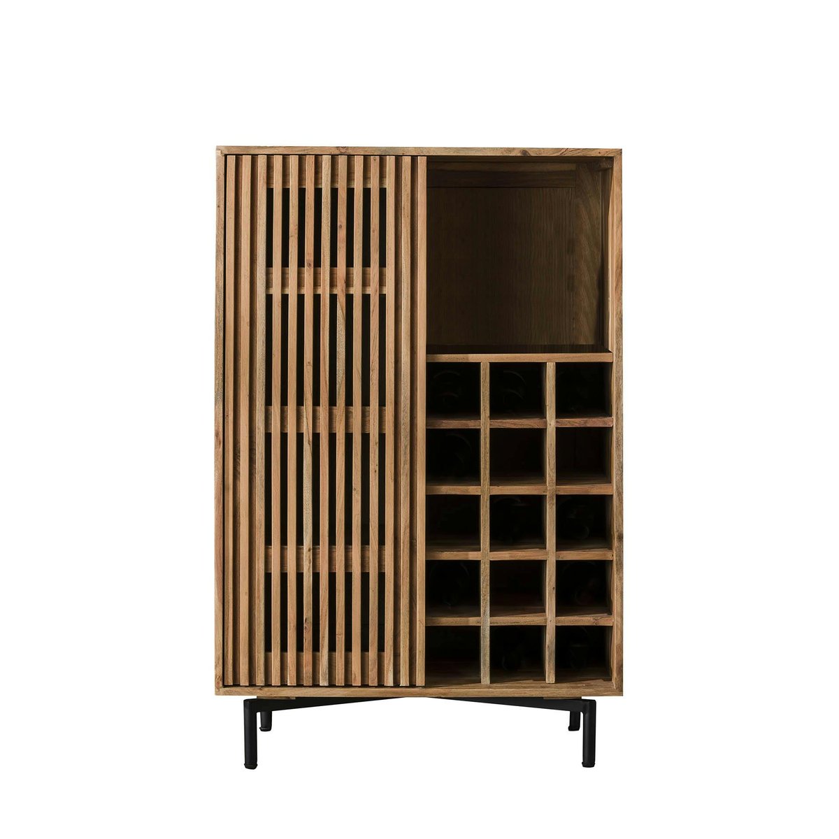 Meuble bar en bois d'acacia motif baguette MELBOURNE bois naturel, PIER IMPORT