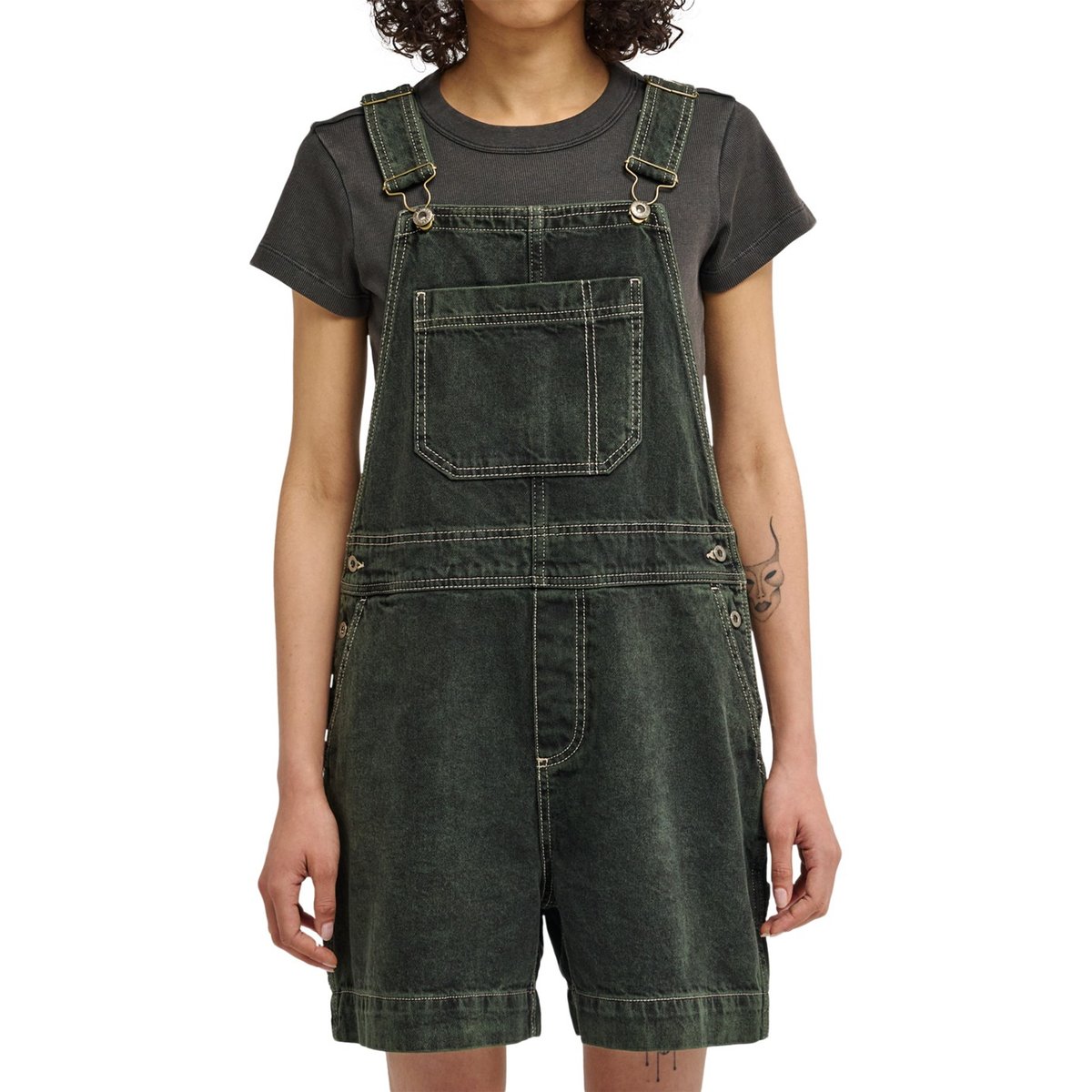 Salopette courte DUNGAREE WK vert black green tint, ELEMENT