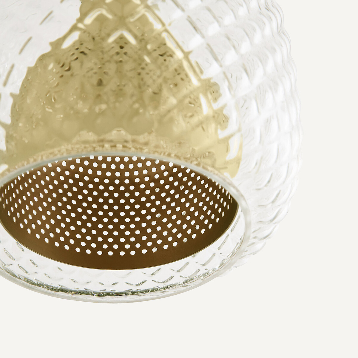 Suspension simple diamètre 18 cm, laiton et verre ciselé, MISTINGUETT laiton, EMMANUEL GALLINA X AM.PM