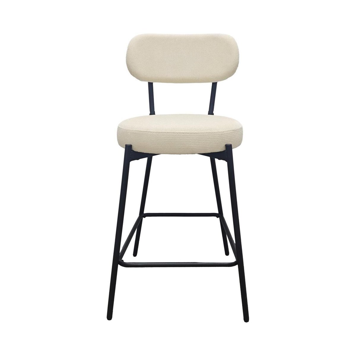 Chaises CELESTE îlot bar métal tissu velours côtelé H65cm blanc et noir, MOB IN