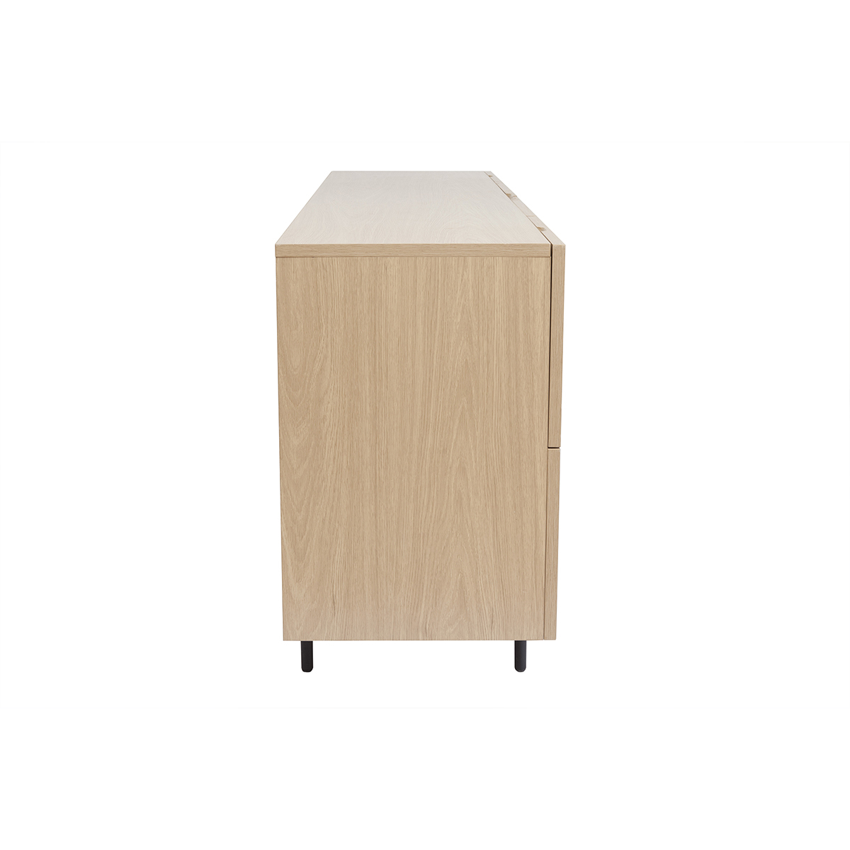 Buffet design finition bois clair chêne et métal noir 2 portes 4 tiroirs L180 cm ALASKA chêne clair, MILIBOO