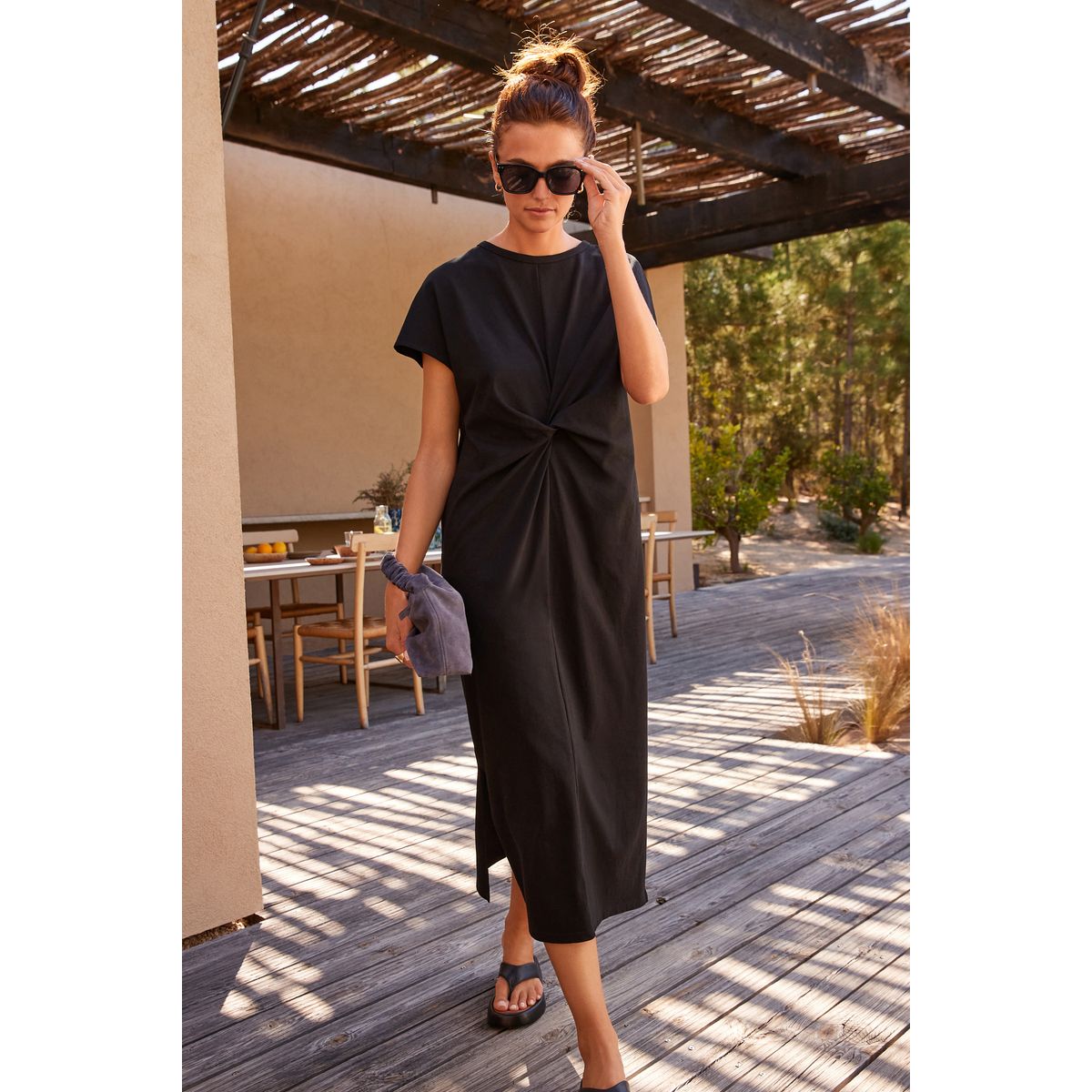 Robe d’été à torsade et manches courtes noir, NEXT