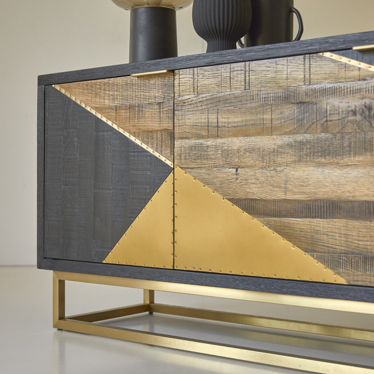 Meuble Hi-FI, TV en Chêne massif, OSCAR noir, TIKAMOON