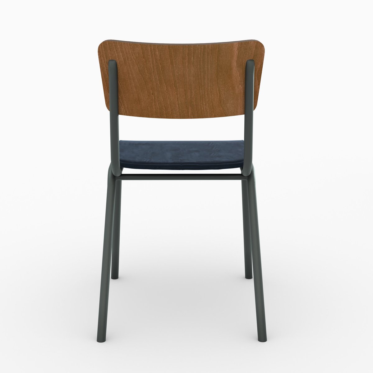 Lot de 2 chaises en bois et velours - NICO bois foncé et bleu, MAISON PAVANE