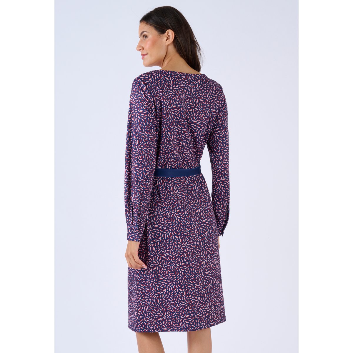 Robe maille chaude bleu marine feuillage, DAMART
