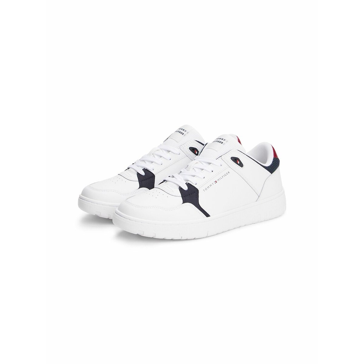 Baskets en cuir Core blanc/bleu marine, TOMMY HILFIGER