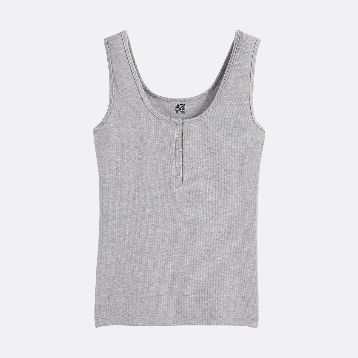 Top met Tunesische hals en brede bandjes mêleegrijs, LA REDOUTE COLLECTIONS