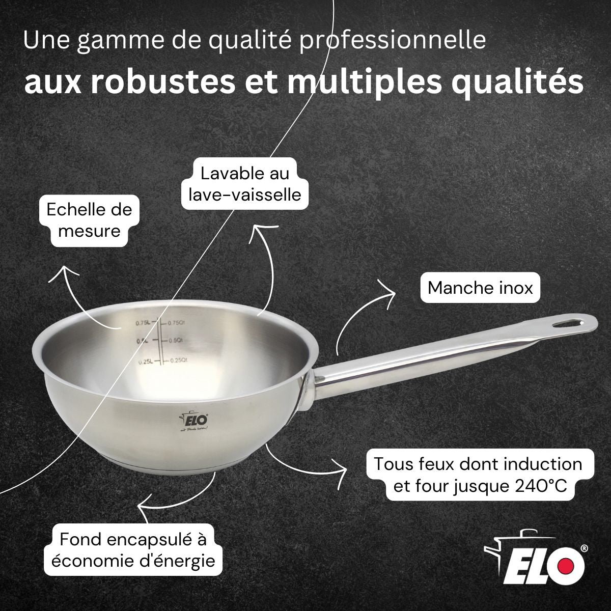 Sauteuse 20 cm en acier inoxydable 18/8 PROFI CUISINE inox, ELO