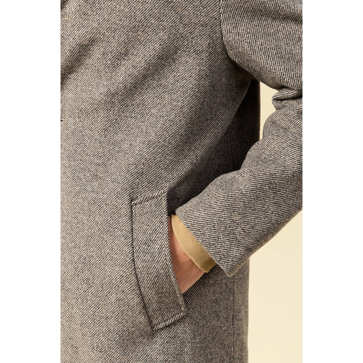 Manteau droit long col classique beige, BONOBO