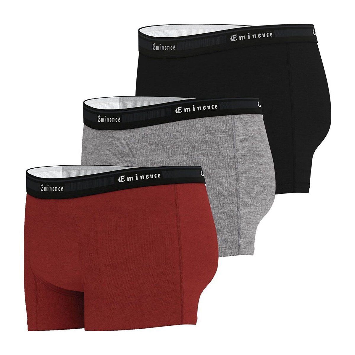 Pack of 3 Tailor Plain Hipsters black + grey + red + black, EMINENCE