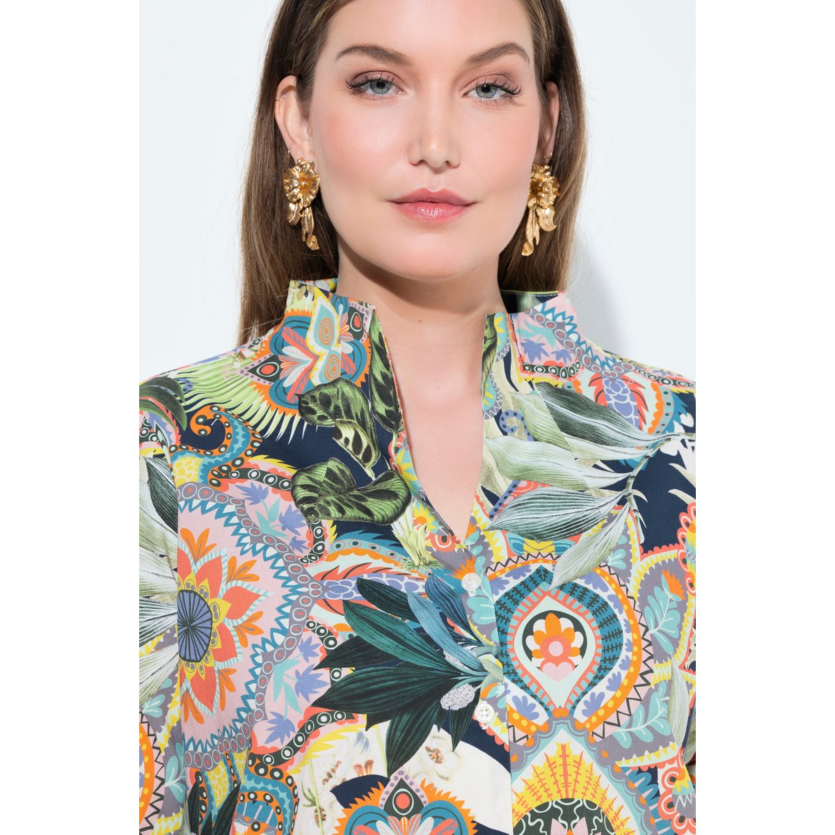 Blouse col calice, imprimé cerf marine, ULLA POPKEN