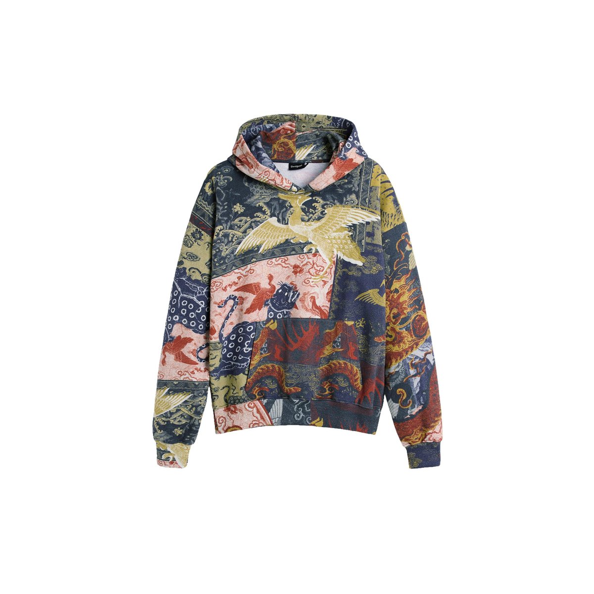 Sweat à capuche imprimé vert, DESIGUAL