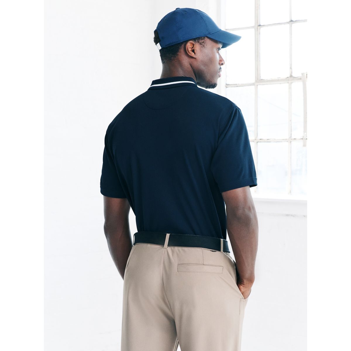 Polo de golf à liseré active bleu marine, NEXT