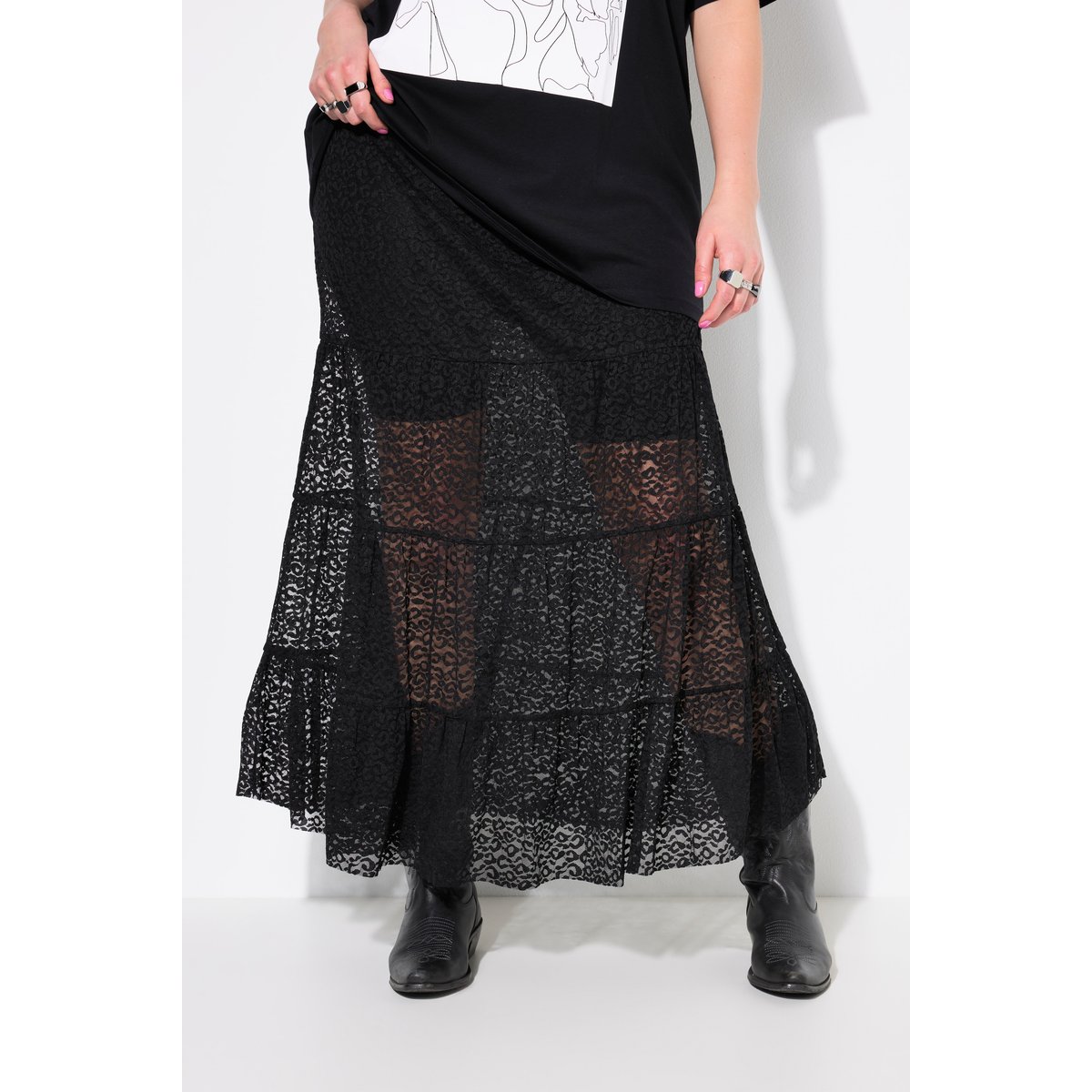 Jupe maxi en dentelle noir, STUDIO UNTOLD