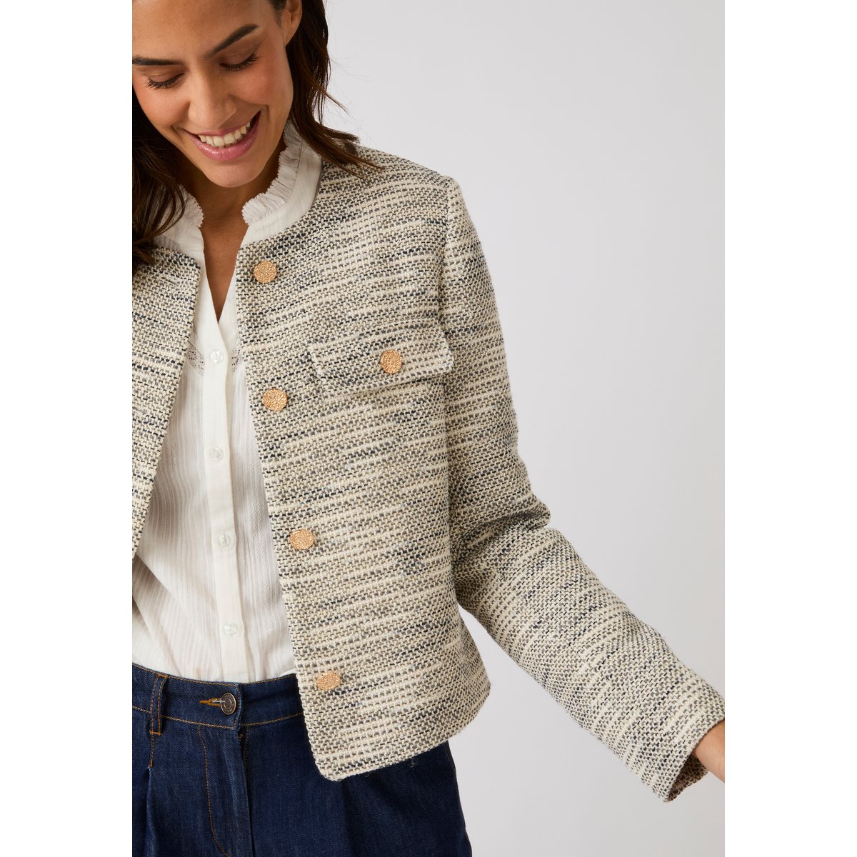 Veste effet tweed multicolore ecru, DAMART