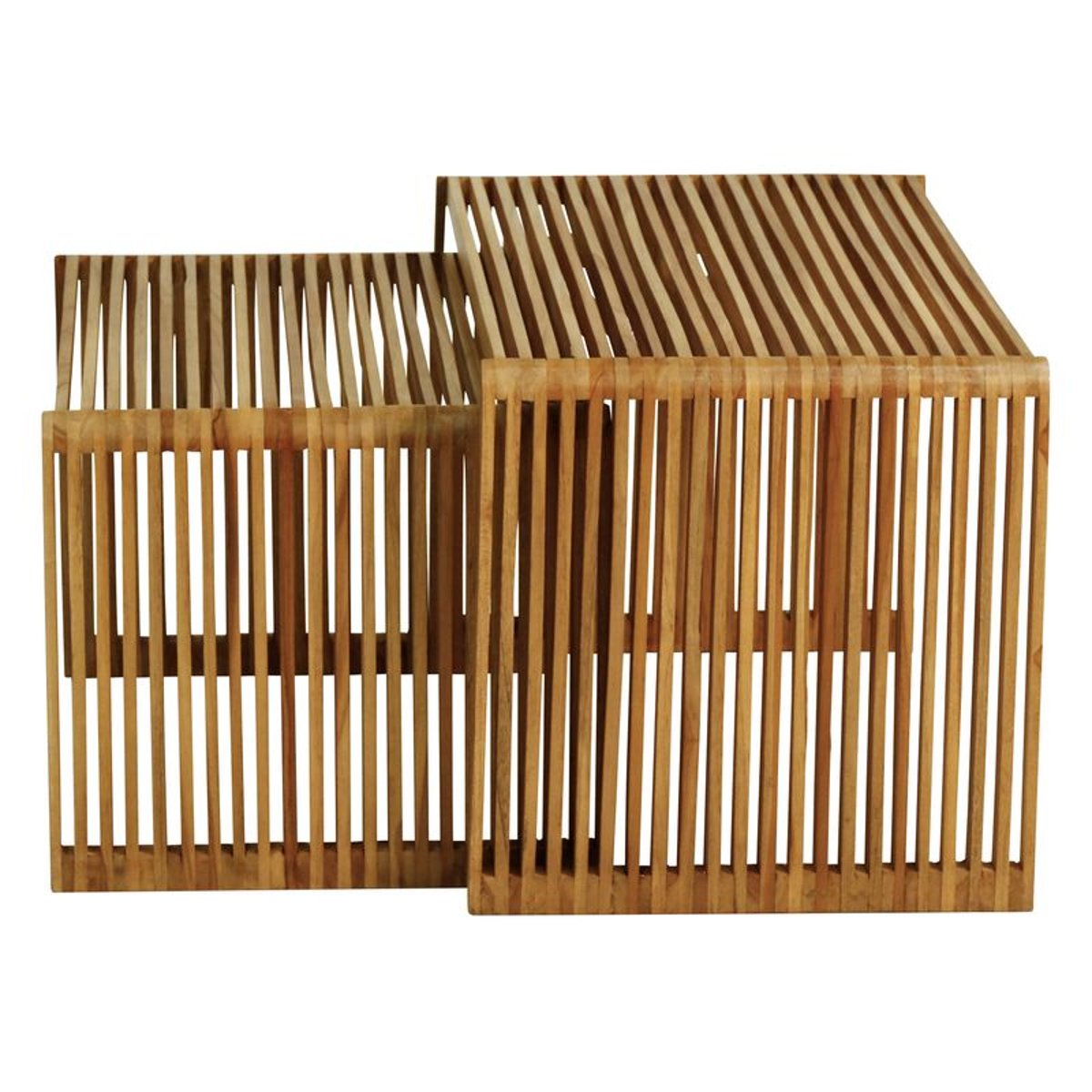 Tables basses gigognes teck recyclé 70cm - Set de 2 naturel, ZAGO