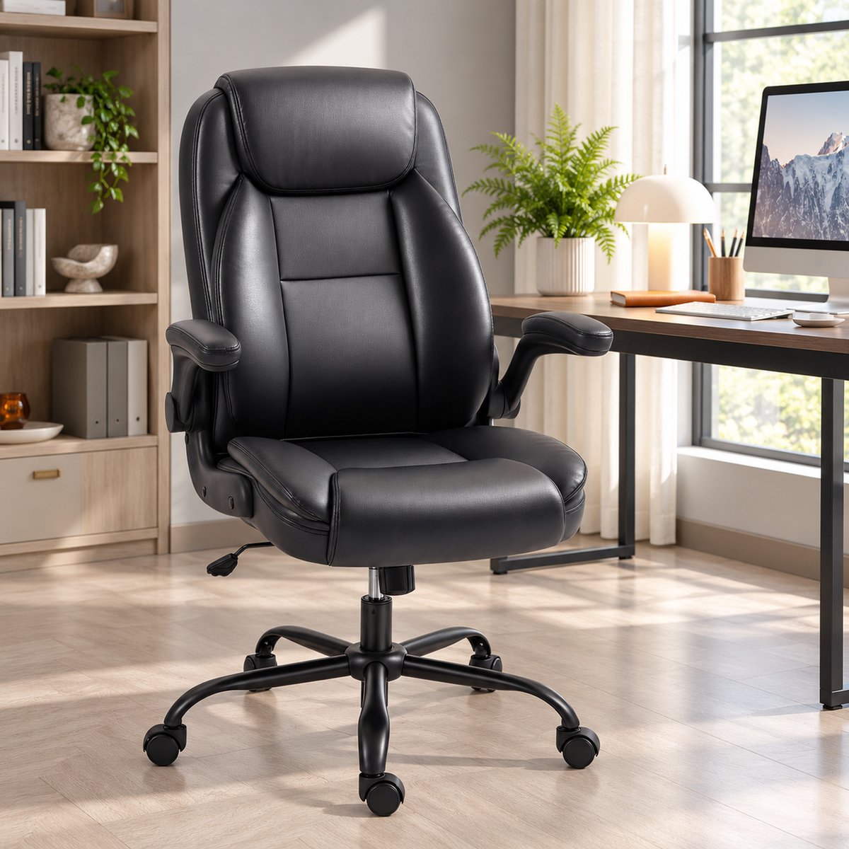 Chaise de bureau Polyuréthane noir, HOMCOM
