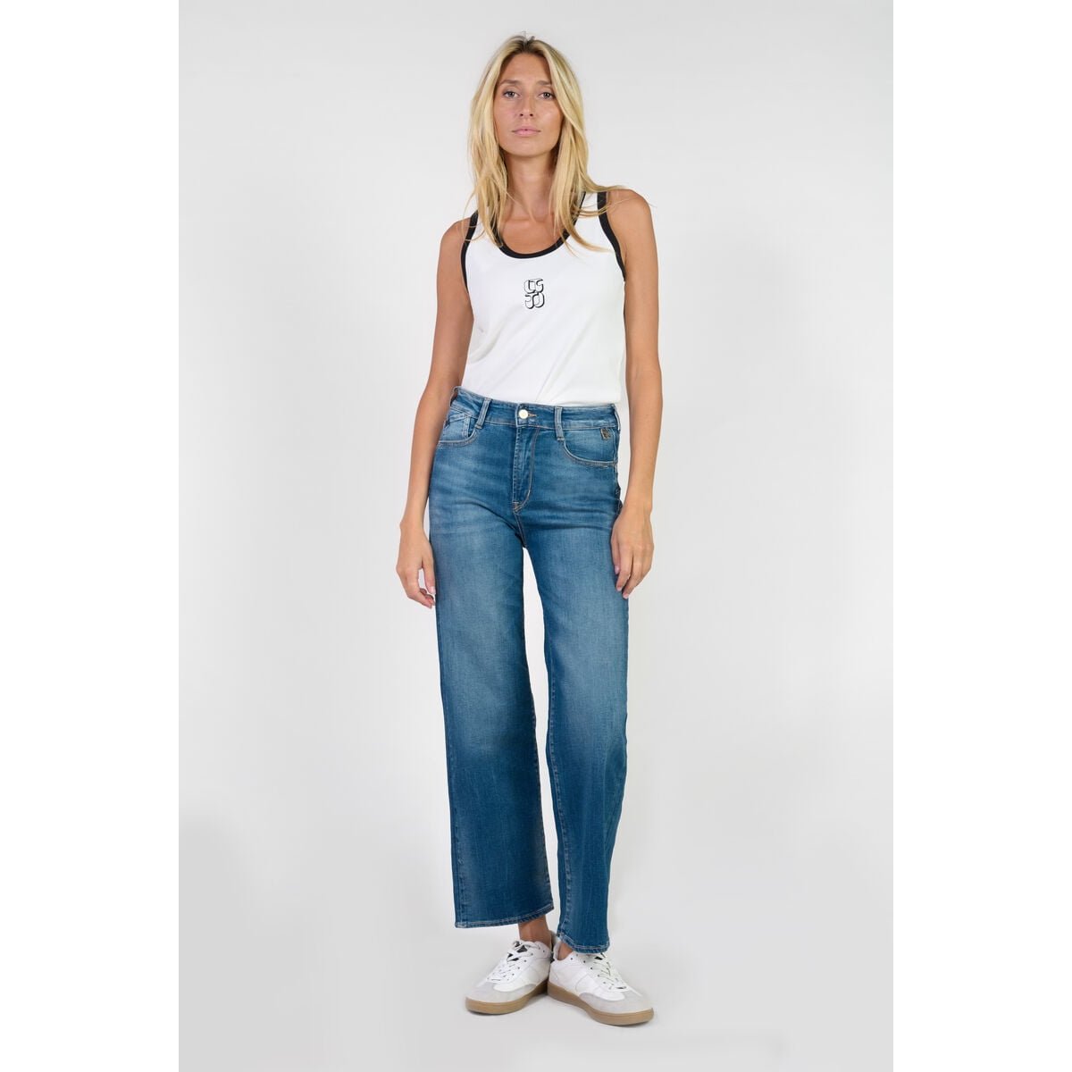Jeans loose, large pulp wide leg , 7/8ème blue, LE TEMPS DES CERISES