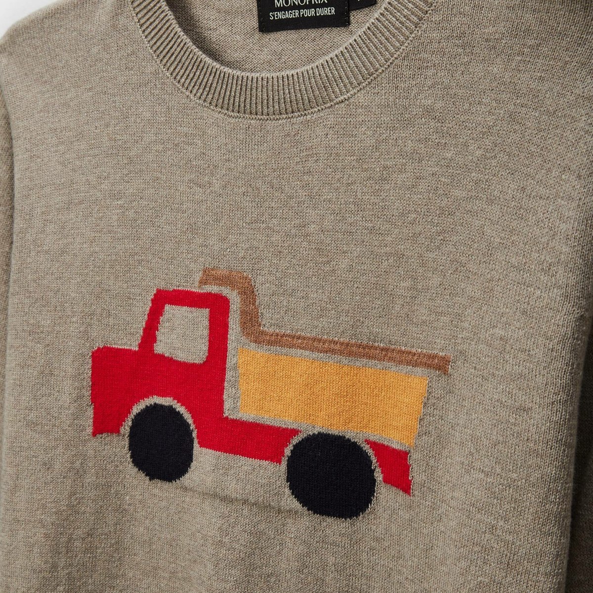 Pull avec motif contenant de la laine fossile, MONOPRIX