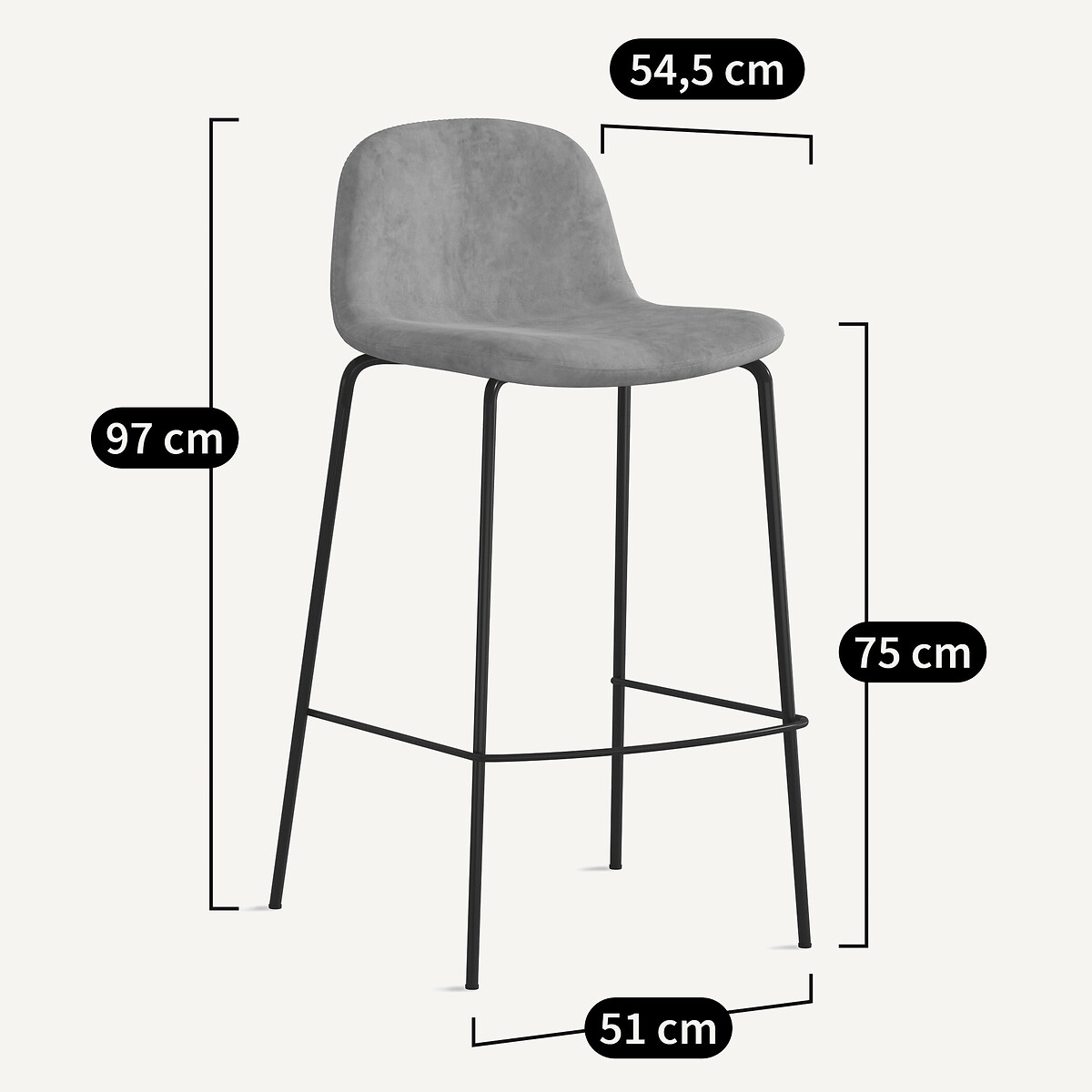 Chaise de bar, Tibby hauteur 75 cm moutarde, AM.PM