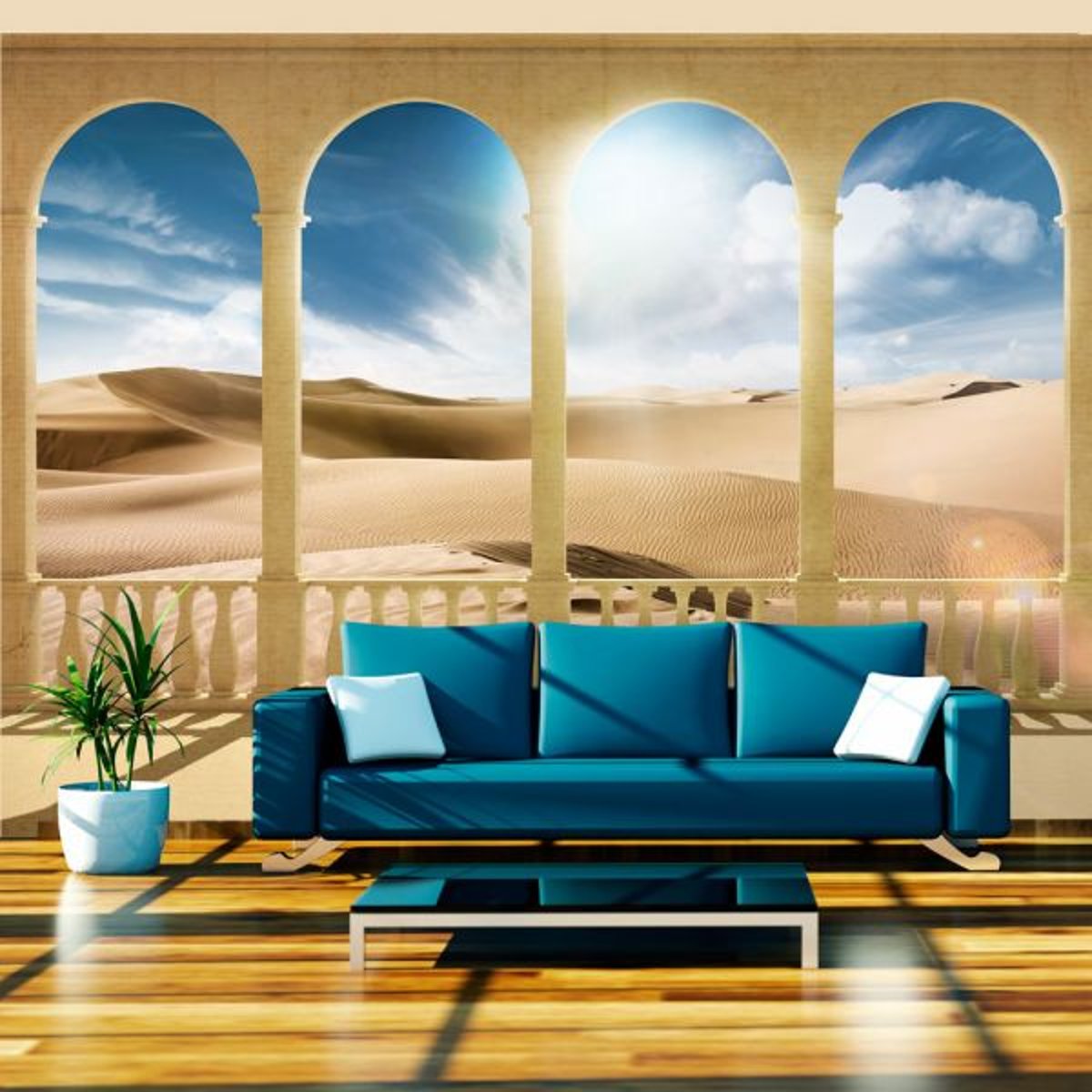 Papier peint intissé panoramique Paysage Dream about Sahara bleu, EDEN