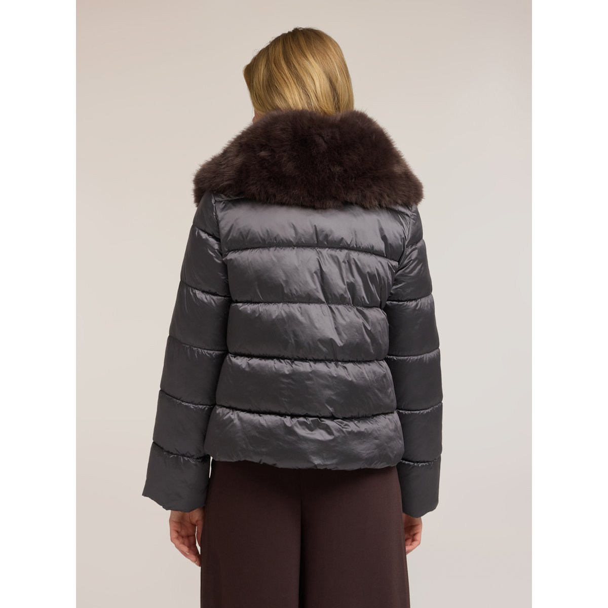 Veste matelassée épaisse avec col amovible gris, MOTIVI