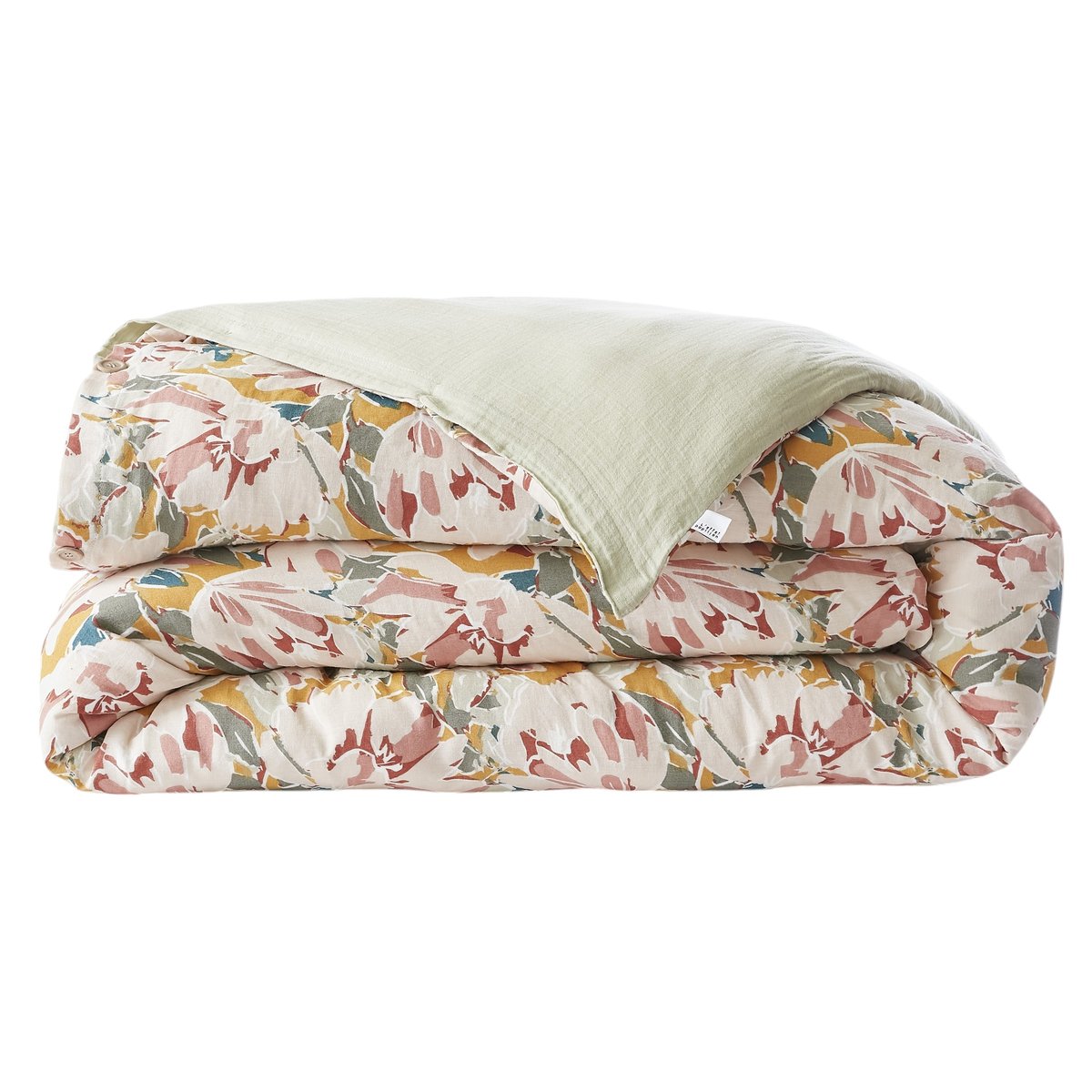 Housse de couette Gaze Coton Clarence vert clair, EDEN
