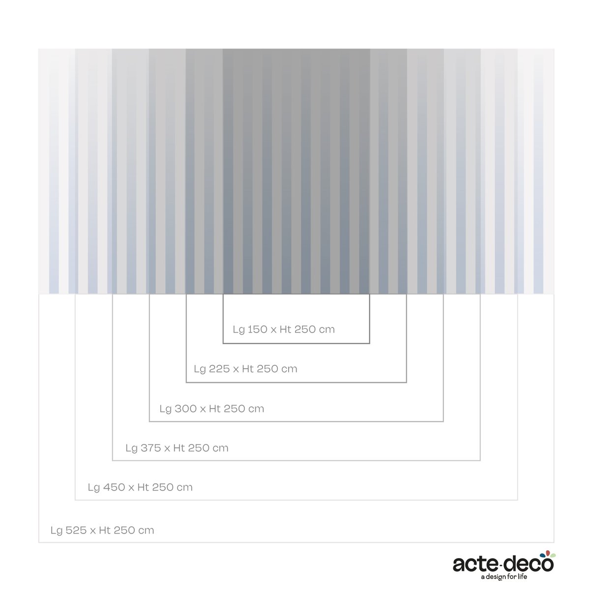Papier peint panoramique Constance, Orange 525 x 250cm bleu, ACTE DECO