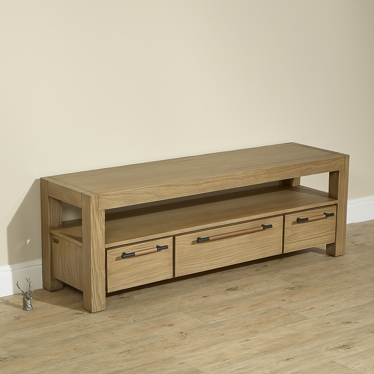 Meuble TV style contemporain avec tiroirs en bois massif MEGÈVE marron, ROBIN DES BOIS