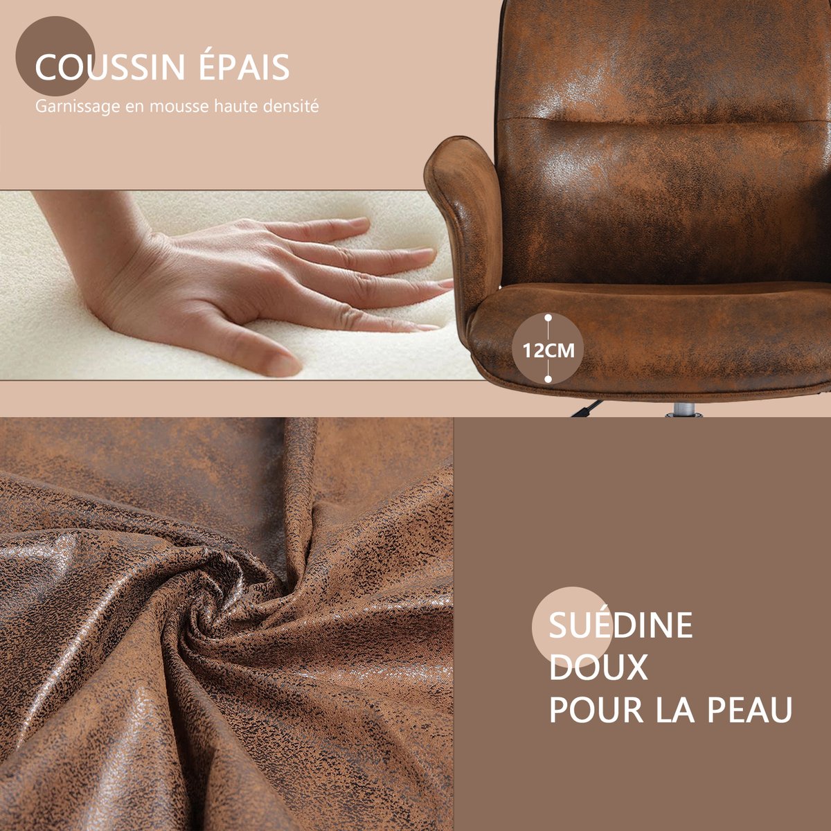 Ensemble de bureau d’angle rotatif avec portes rotin et chaise de bureau, DICCPERNTHOMASINAM marron, MEUBLES COSY