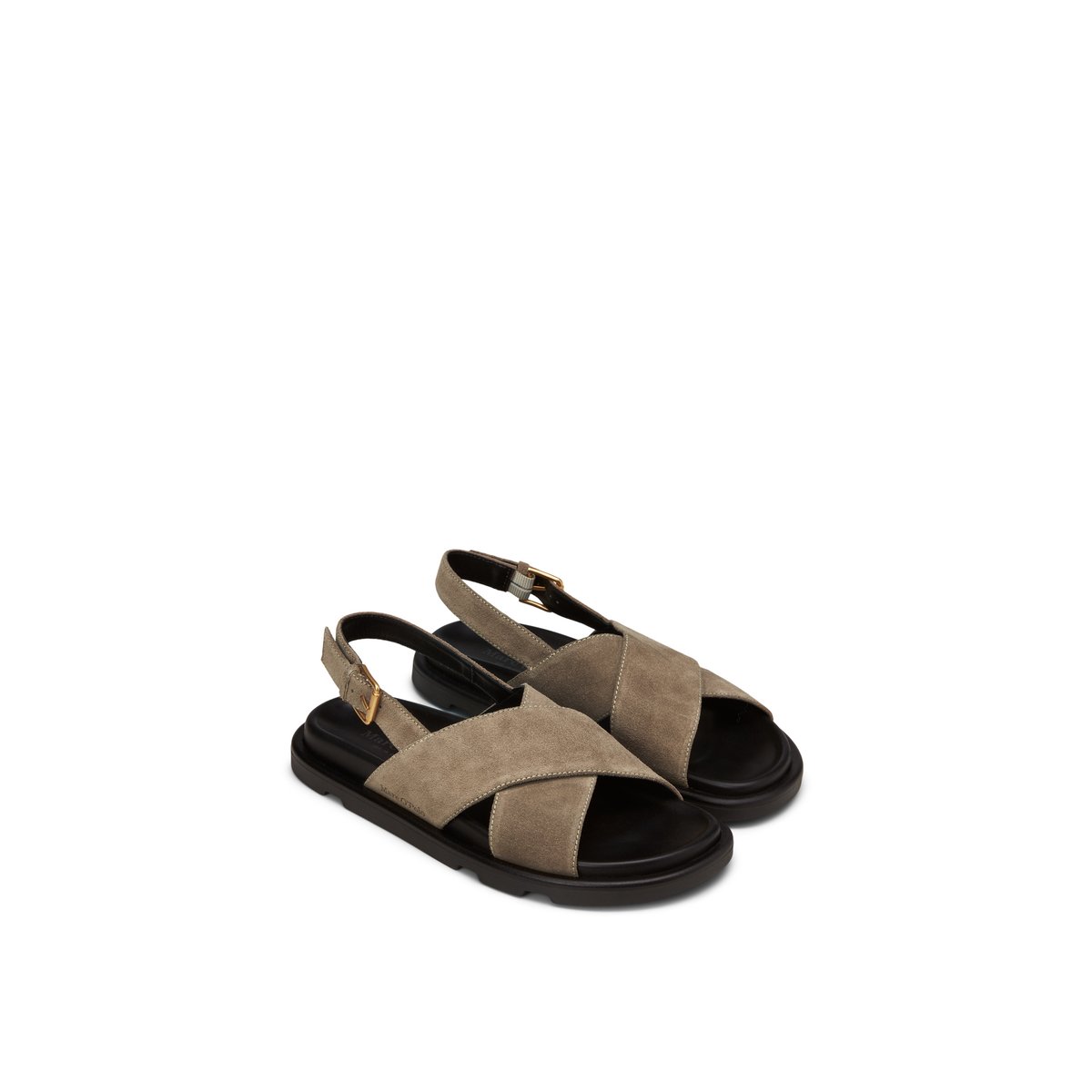 Sandale en cuir de vachette velours noble grau, MARC O'POLO