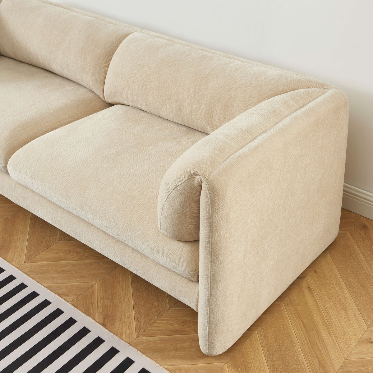Ensemble canapés 3+2 places en velours texturé NIKKI beige, SORELH
