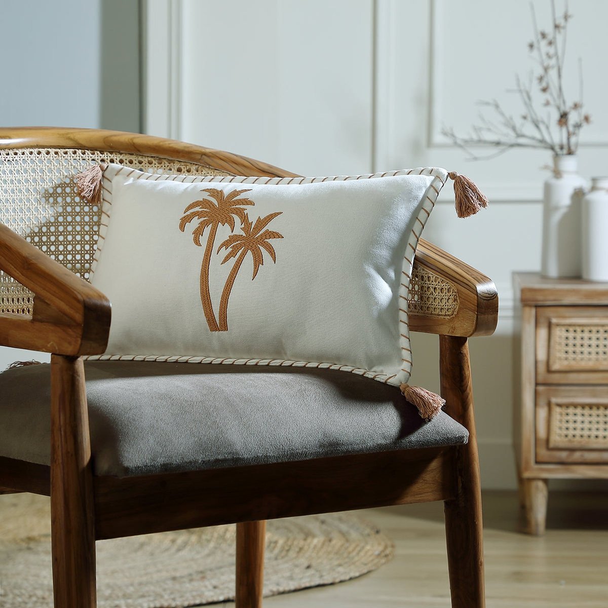 Coussin toile de coton OASIS terre de sienne, FEBRONIE