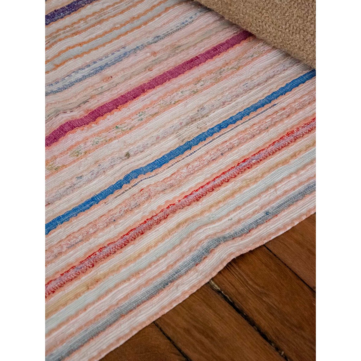 Tapis à petites rayures colorées Olivier N°127 - Bon état multicolore, DEBONGOUT