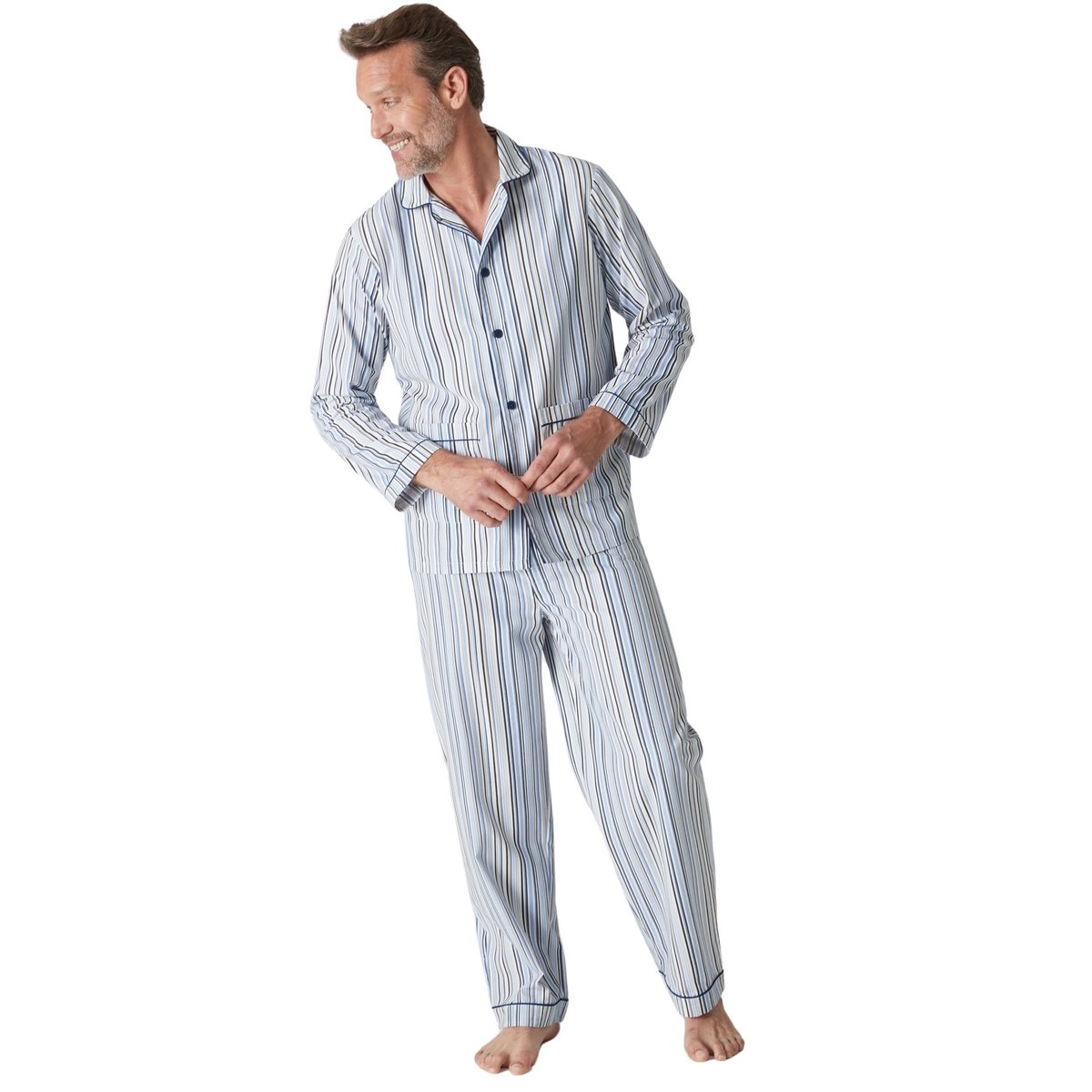 Pyjama classique polyester coton imprimé marine, DAXON