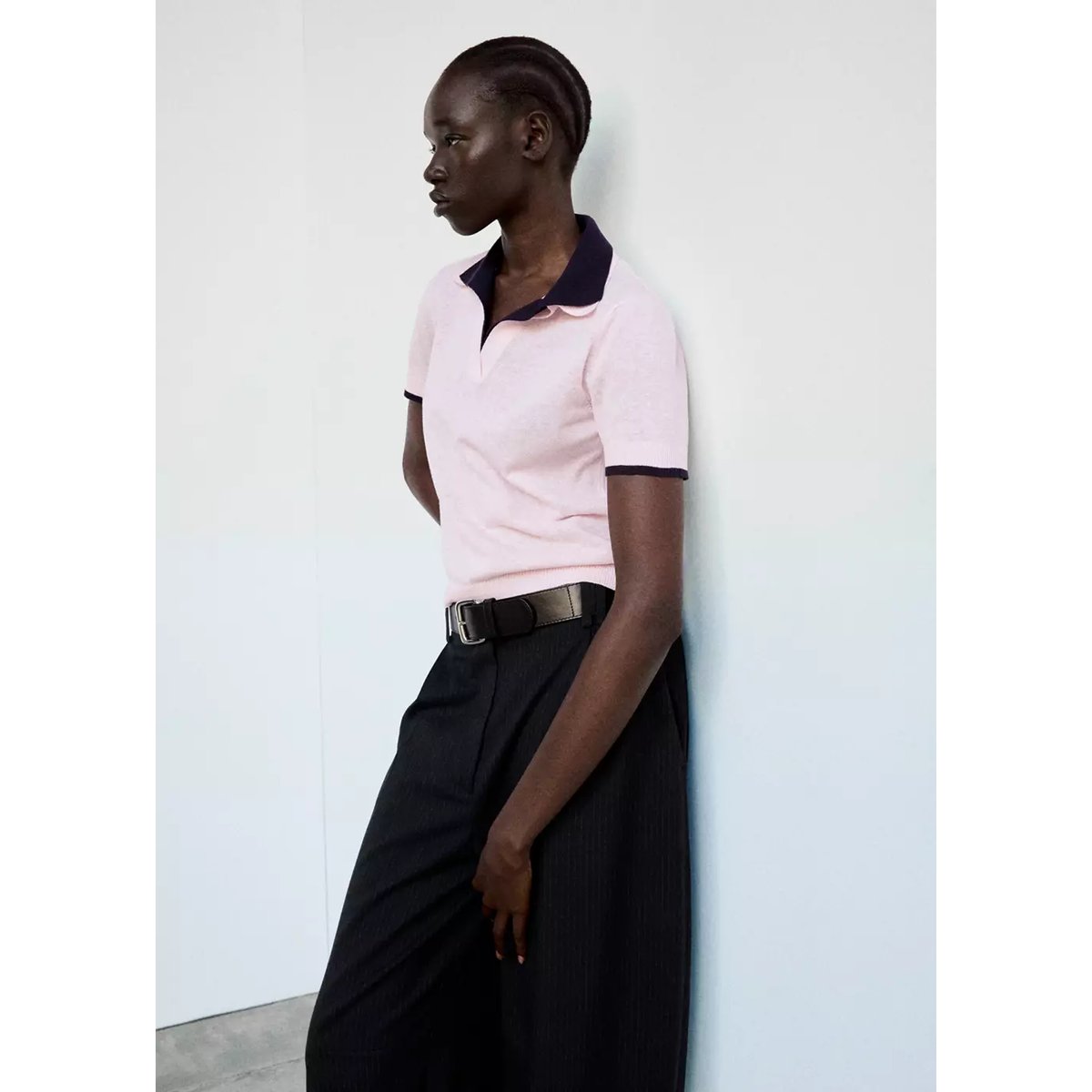 Pantalon ballon taille haute bleu marine foncé, MANGO