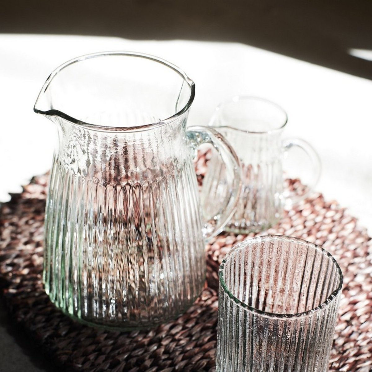 Carafe verre strié transparent, MADAM STOLTZ