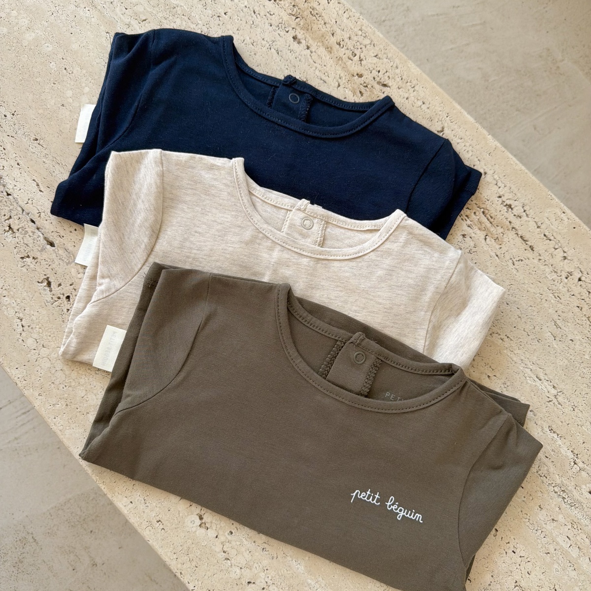 Lot de 3 t-shirts bébé manches longues vert, PETIT BEGUIN