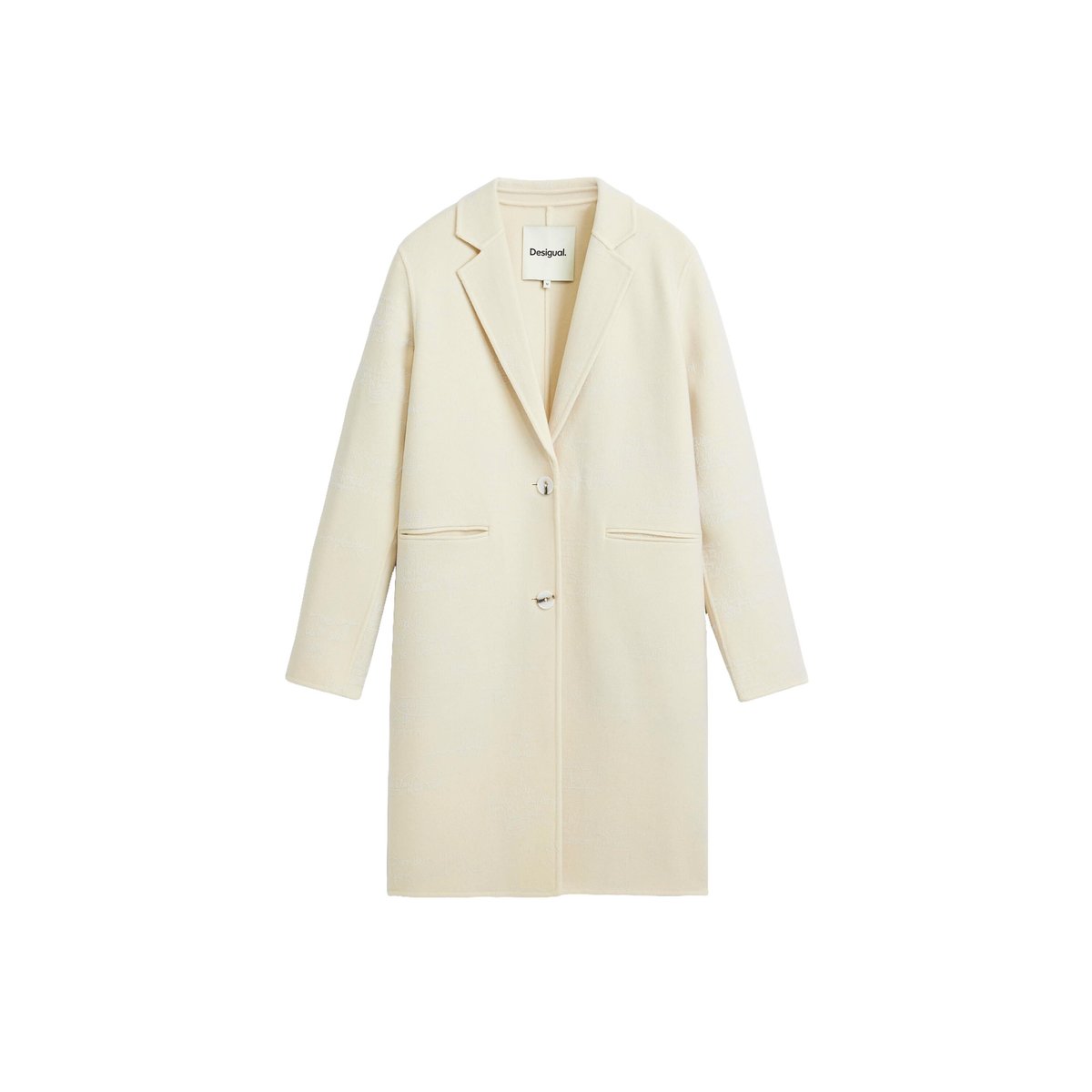 manteau regular imprimé en laine blanc, DESIGUAL
