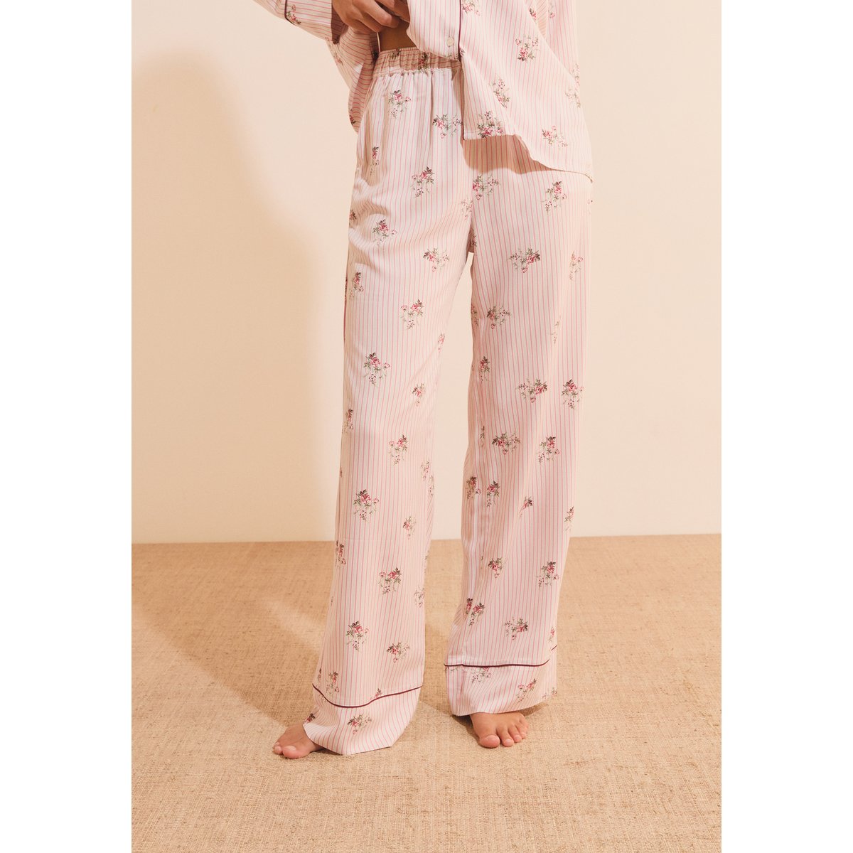 Pantalon de pyjama à motif fleuri CERESIA ecru, ETAM