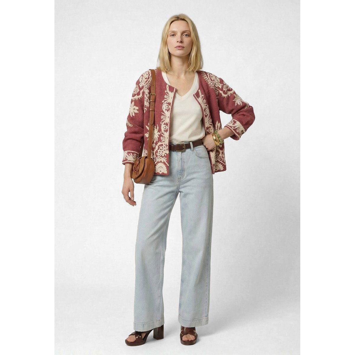 Veste brodée à manches longues en coton VALMA bois de rose, Maison 123