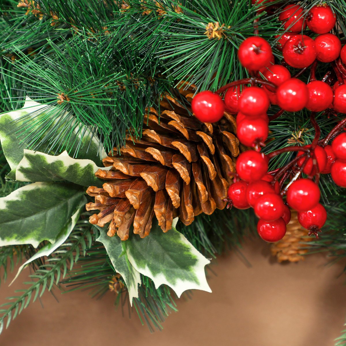 Couronne de Noël Plastique Vert vert, HOMCOM