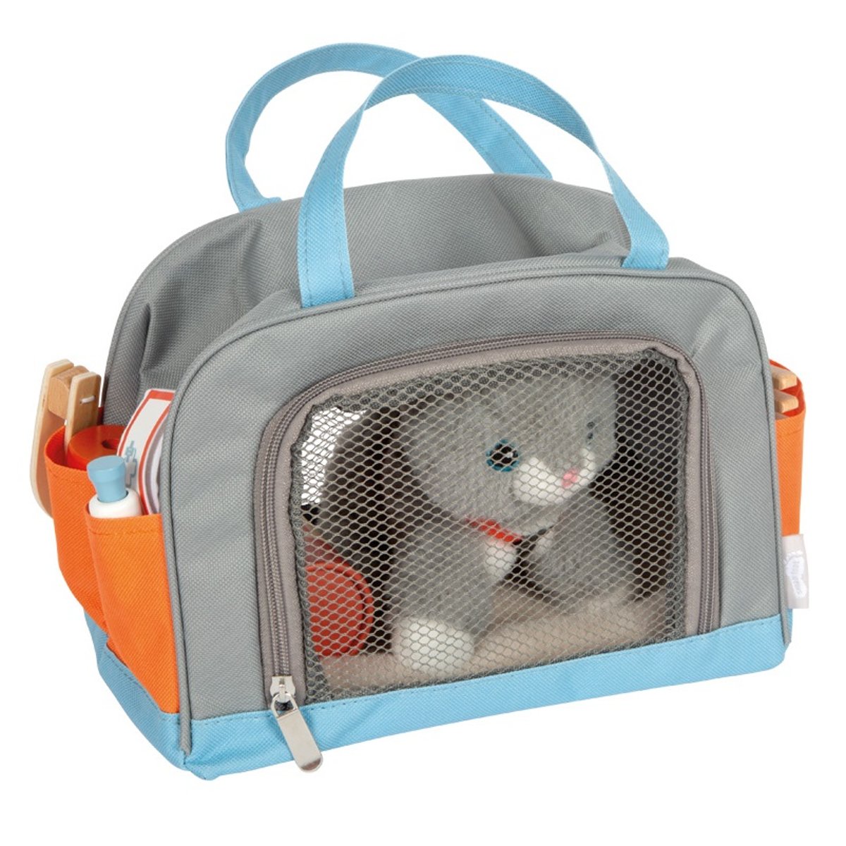 Chat avec sac et kit de soins gris, SMALL FOOT COMPANY