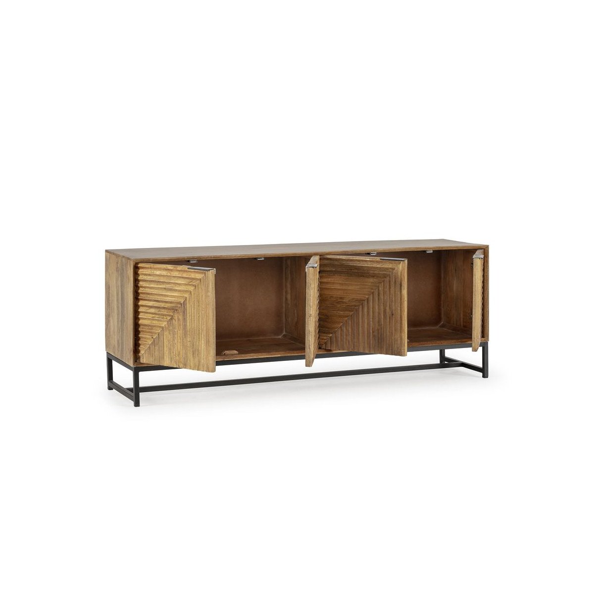 Meuble TV 160 cm bois massif, NAOMIE marron foncé, BOBOCHIC